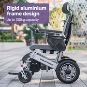Power Electric Wheelchair, Long Range, Alloy, Remote Control, Lithium Battery, Black/Silver