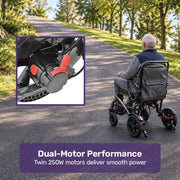 EQUIPMED C2X Carbon Fibre Ultra-Lightweight Electric Wheelchair, Extra Wide Seat, 130kg Capacity, 25km Range, 20.5kg Battery Removed, Suspension, Foldable