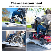 152cm Portable Folding Aluminium Access Ramp, 272kg Rated, for Wheelchair, Mobility Scooter, Rollator - Silver