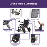 EQUIPMED C2X Carbon Fibre Ultra-Lightweight Electric Wheelchair, Extra Wide Seat, 130kg Capacity, 25km Range, 20.5kg Battery Removed, Suspension, Foldable