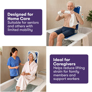 EQUIPMED Motorised Bath Lift Chair, Electric Battery Operated Reclining Seat, Bathing for Elderly & Disabled, 136kg Capacity, Blue