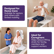 EQUIPMED Motorised Bath Lift Chair, Electric Battery Operated Reclining Seat, Bathing Aid for Elderly & Disabled, 136kg Capacity, White