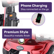 EQUIPMED SmartPacer+ Ultra-Lightweight Mobility Scooter, Li-ion Battery, Only 19kg, Foldable, Airline Approved, 120kg Capacity, Red