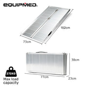 152cm Portable Folding Aluminium Access Ramp, 272kg Rated, for Wheelchair, Mobility Scooter, Rollator - Silver