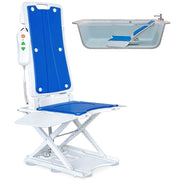 PRE-ORDER EQUIPMED Motorised Bath Lift Chair, Electric Battery Operated Reclining Seat, Bathing for Elderly & Disabled, 136kg Capacity - Blue