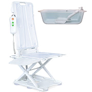 PRE-ORDER EQUIPMED Motorised Bath Lift Chair, Electric Battery Operated Reclining Seat, Bathing Aid for Elderly & Disabled, 136kg Capacity White