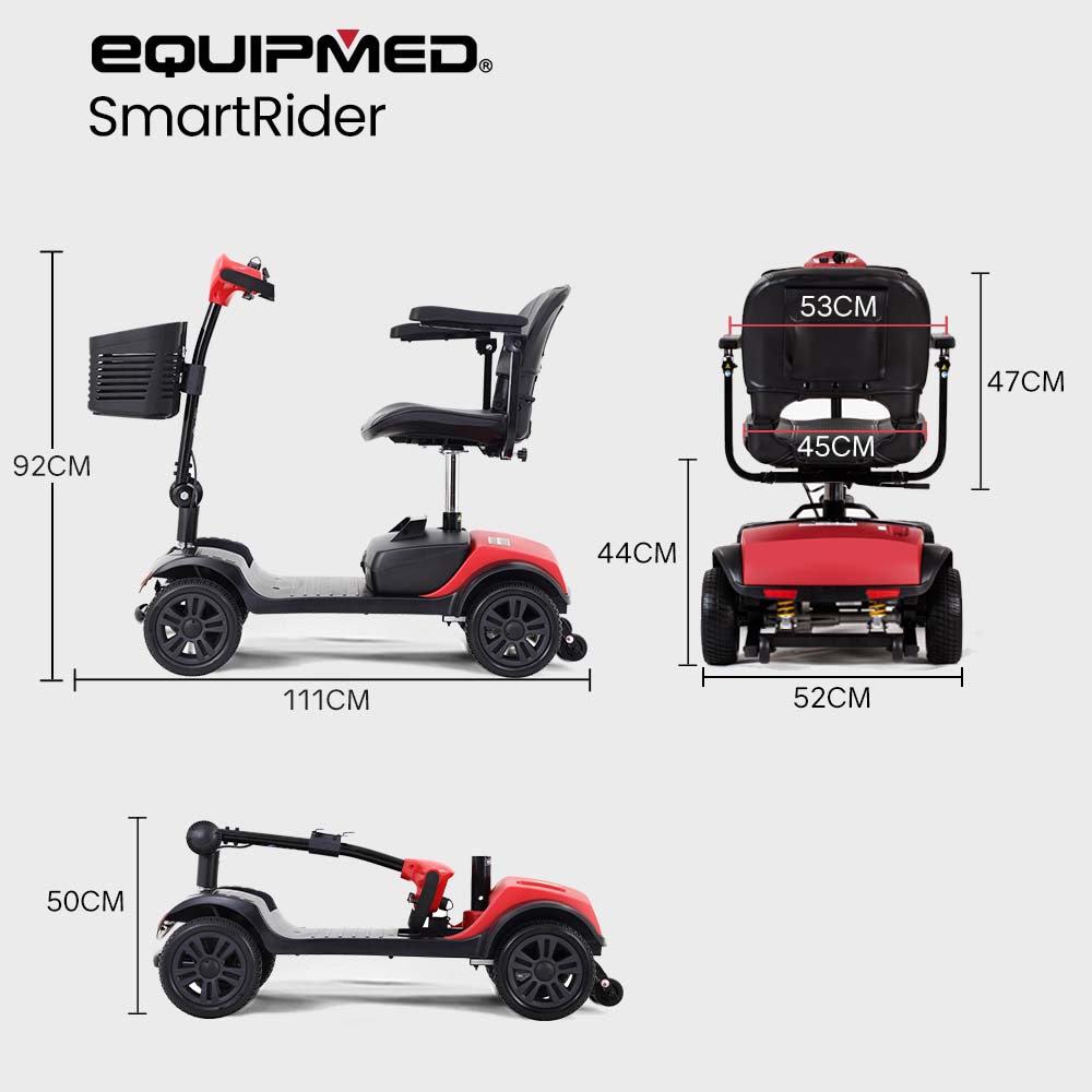SmartRider Mid-Sized Compact Electric Mobility Scooter - Black & Red ...