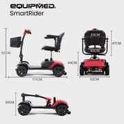 SmartRider Mid-Sized Compact Electric Mobility Scooter - Black & Red