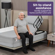 Electric Adjustable Bed, Backrest and Leg Adjustment German-Engineered Power Lifting with Remote Control, Grey