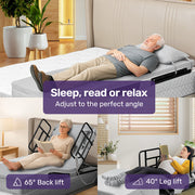 Electric Adjustable Bed, Backrest and Leg Adjustment German-Engineered Power Lifting with Remote Control, Grey