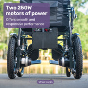 Power Electric Wheelchair, Wide Bariatric Chair, Comfortable for S-XL, Long Range, Recline Adjustment, Lithium Battery, 16