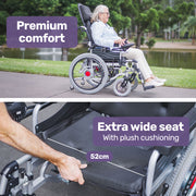 Power Electric Wheelchair, XL Wide Bariatric Chair Seat, Long Range, Recline Adjustment, Lithium Battery, 22