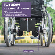 Power Electric Wheelchair, XL Wide Bariatric Chair Seat, Long Range, Recline Adjustment, Lithium Battery, 22