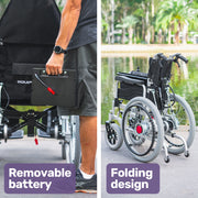 Power Electric Wheelchair, XL Wide Bariatric Chair Seat, Long Range, Recline Adjustment, Lithium Battery, 22