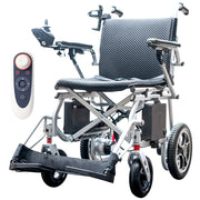Power Electric Wheelchair, Airline Approved Wheelchair, Extra Lightweight, Long Range, Lithium Batteries, Silver