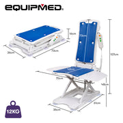 EQUIPMED Motorised Bath Lift Chair, Electric Battery Operated Reclining Seat, Bathing for Elderly & Disabled, 136kg Capacity, Blue