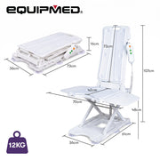 EQUIPMED Motorised Bath Lift Chair, Electric Battery Operated Reclining Seat, Bathing Aid for Elderly & Disabled, 136kg Capacity, White