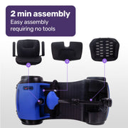 FreeRoam Mid-Sized Foldable Electric Motorised Mobility Scooter - Blue