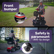 FreeRoam Mid-Sized Foldable Electric Motorised Mobility Scooter - Red