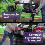 FreeRoam Mid-Sized Foldable Electric Motorised Mobility Scooter - Red