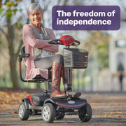 FreeRoam Mid-Sized Foldable Electric Motorised Mobility Scooter - Red