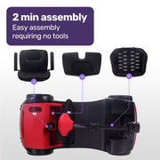 FreeRoam Mid-Sized Foldable Electric Motorised Mobility Scooter - Red