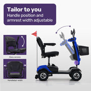 Pathline Mid-Sized Electric Mobility Scooter For Elderly - Blue