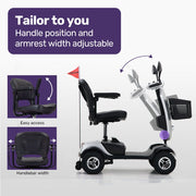 Pathline Mid-Sized Electric Mobility Scooter For Elderly - Silver