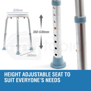 Shower Chair Stool with Adjustable Swivel Seat Bath Aid Aluminium