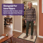 EQUIPMED 45x70cm Non-Slip Indoor Rug Floor Mat Beige, Poly Fiber Cut Loop Pile, High Density Base, Anti-Trip Edging