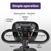 FreeLite+ Mid-Sized Foldable Electric Mobility Scooter, Lithium Battery, Long Range and Easy Charging, Grey