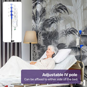 EQUIPMED 7 Function Medical Bed, w/ Mattress & Over Bed Table, Adjustable Back and Leg Lifting, Lateral Tilting, Commode Bowl, IV Pole