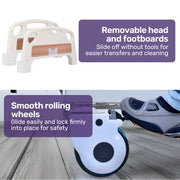 EQUIPMED 4 Function Medical Bed, w/ Mattress & Over Bed Table, Easy Manual Adjustable Back and Leg Incline, IV Pole