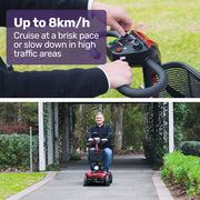 FreeLite+ Mid-Sized Foldable Electric Mobility Scooter, Lithium Battery, Long Range and Easy Charging, Red