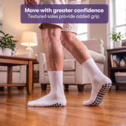 PRE-ORDER EQUIPMED Anti-Slip Socks for Everyday Mobility, White, US 9–11
