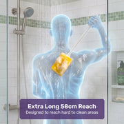 EQUIPMED Long Handled Bath Sponge, Bathing and Shower Aid for Elderly & Limited Mobility