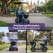 Equipmed ComfortCruise Mobility Scooter with Roof, Blue
