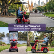 Equipmed ComfortCruise Mobility Scooter with Roof, Red
