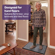 EQUIPMED 45x70cm Non-Slip Indoor Rug Floor Mat Charcoal, Poly Fiber Cut Loop Pile, High Density Base, Anti-Trip Edging