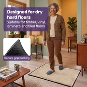 EQUIPMED 60x85cm Non-Slip Indoor Rug Floor Mat Beige, Poly Fiber Cut Loop Pile, High Density Base, Anti-Trip Edging