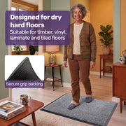 EQUIPMED 60x85cm Non-Slip Indoor Rug Floor Mat Charcoal, Poly Fiber Cut Loop Pile, High Density Base, Anti-Trip Edging