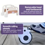 EQUIPMED 7 Function Medical Bed, w/ Mattress & Over Bed Table, Adjustable Back and Leg Lifting, Lateral Tilting, Commode Bowl, IV Pole