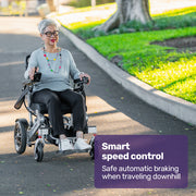 Power Electric Wheelchair, Airline Approved Wheel Chair, Lightweight, Long Range, Lithium Batteries, Black & Silver