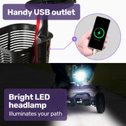 FreeLite+ Mid-Sized Foldable Electric Mobility Scooter, Lithium Battery, Long Range and Easy Charging, Grey