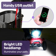 FreeLite+ Mid-Sized Foldable Electric Mobility Scooter, Lithium Battery, Long Range and Easy Charging, Red