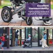 Power Electric Wheelchair, Airline Approved Wheel Chair, Lightweight, Long Range, Lithium Batteries, Black & Silver