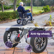Power Electric Wheelchair, Airline Approved Wheel Chair, Lightweight, Long Range, Lithium Batteries, Black & Silver