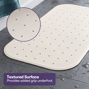 EQUIPMED 35 x 76cm Shower Mat with Suction Cups, Synthetic Rubber, Anti-Slip Bath Aid for Wet Areas, White