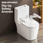 PRE-ORDER EQUIPMED Flip-Up Toilet Safety Armrests, 150kg Dual-Rail Vertical Load Rating