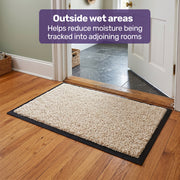 EQUIPMED 45x70cm Non-Slip Indoor Rug Floor Mat Beige, Poly Fiber Cut Loop Pile, High Density Base, Anti-Trip Edging